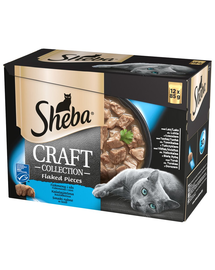 SHEBA Craft Collect Hrana umeda cu varietate de pește în sos pentru pisici adulte 48 x 85g