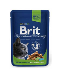 BRIT Premium Adult sterilised set hrana umeda pisici sterilizate, cu pui 24 x 100 g