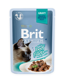 BRIT Premium Fillets in Gravy set hrana umeda pisici adulte, cu vita in sos 24 x 85 g