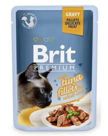 BRIT Premium Fillets in Gravy hrana umeda pisici adulte, file de ton in sos 24 x 85g