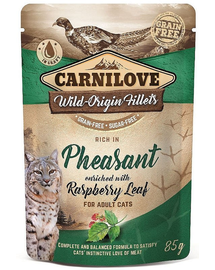 CARNILOVE Pheasant&Raspberry leaves 24 x 85 g hrana umeda pentru pisici, fazan si frunze de zmeura