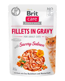 BRIT Care Fillets in gravy savory salmon Hrana umeda pentru pisici adulte, cu somon in sos 24 x 85 g