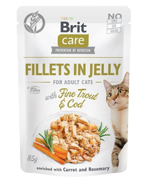 BRIT Care Fillets in Jelly Set hrana umeda pentru pisici, cu cod si pastrav in aspic 24 x 85 g
