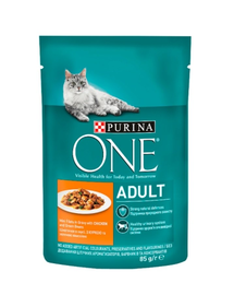 PURINA ONE Adult Hrana umeda pentru pisici adulte, cu pui si fasole verde 24 x 85 g
