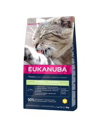 EUKANUBA Cat Hairball Control Adult All Breeds Chicken & Liver Hrana uscata pentru pisici adulte, impotriva formarii ghemelor de blana 2 kg