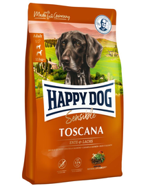 HAPPY DOG Supreme Toscana Hrana uscata pentru caini adulti, cu rata si somon 12.5 kg