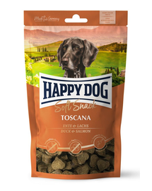 HAPPY DOG Soft Snack Toscana, gustari pentru caini, cu rata si somon, 100 g