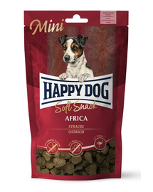 HAPPY DOG Soft Snack Mini Africa, gustari pentru caini, cu strut, 100 g
