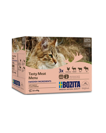 BOZITA Multibox Meat Menu Multibox Meat Menu Hrana umeda pentru pisici adulte, mix de carnuri 12 x 85 g