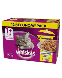 WHISKAS Adult Hrana umeda pentru pisici adulte, set cu carne de pasare in aspic 12x85g