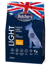 BUTCHER'S Functional Light Dog Dry hrana uscata caini adulti, cu pui si orez 2.5kg