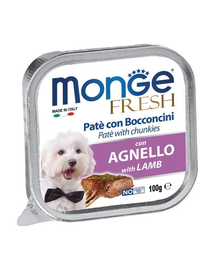 MONGE Fresh hrană umedă pentru câini sub formă de pate, cu miel 100 g
