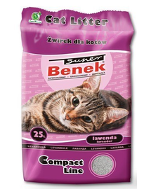 Benek Super Compact nisip pentru litiera pisicilor, cu lavanda 25 l x 2 (50 l)