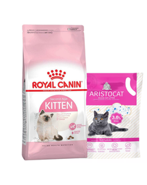 ROYAL CANIN Kitten hrana uscata pisica junior 10 kg + ARISTOCAT Nisip din silicon pentru litiera pisicilor, silica fara miros PREMIUM 3.8 l GRATIS