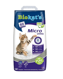 BIOKAT'S Micro Classic 14 L nisip fin pentru pisici, din bentonita