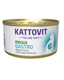 KATTOVIT Feline Diet Gastro Turkey hrana umeda dietetica pentru pisici cu afectiuni gastrointestinale, curcan 85 g