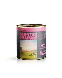 COUNTRY&NATURE Hrana umeda pentru caini, fara cereale, cu porc si spanac 850 g