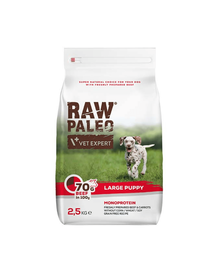 VETEXPERT Raw Paleo Beef Puppy Large 2,5 kg hrana catei rasa mare, cu vita