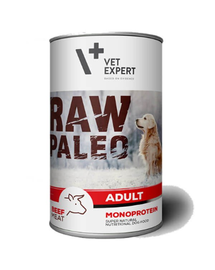 VETEXPERT RAW PALEO Adult monoproteica pentru caini adulti 400 g cu vita