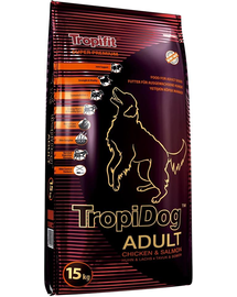 TROPIDOG Super Premium Adult M&L 15 kg hrana uscata pentru caini de rasa medie si mare, pui si somon