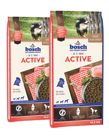 BOSCH Active Hrana uscata pentru caini adulti activi, cu carne de pasare 30 kg (2 x 15 kg)