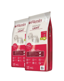 FITMIN Medium Light hrana uscata caini adulti predisupsi la obezitate, cu carne de pasare 30 kg (2 x15 kg)