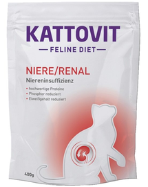 KATTOVIT Feline Diet Niere/Renal hrana uscata dietetica pentru pisici cu afectiuni renale 400 g