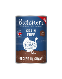 BUTCHER'S Original Recipe in Gravy hrana umeda caini, bucati de curcan in sos, conserva 400g