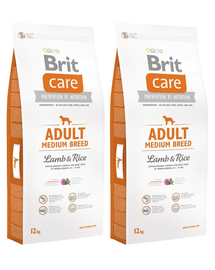 BRIT Care Adult Medium Breed Lamb&Rice hrana uscata caini adulti talie medie, miel si orez 24 kg (2 x 12 kg)