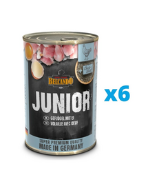 BELCANDO Super Premium Junior hrana caine junior 6x400 g pui si oua