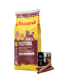 JOSERA Dog Festival hrana uscata pentru caini pretentiosi 15 kg + SIMPLY FROM NATURE Nature Sticks recompense cu vita 3 buc.