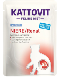 KATTOVIT Feline Diet Niere/Renal hrana umeda dietetica pentru pisici cu afectiuni ale rinichilor, cu rata 85 g