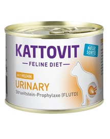 KATTOVIT Feline Diet Urinary hrana umeda dietetica pentru pisici in prevenirea pietrelor struvit, cu pui 185 g