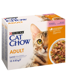 PURINA CAT CHOW Adult Multipack Hrana umeda pentru pisici adulte, cu somon si fasole verde in jeleu 40x85 g