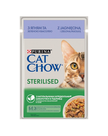 PURINA CAT CHOW Sterilised Hrana umeda pentru pisici sterilizate, cu miel si fasole verde in sos 26 x 85 g