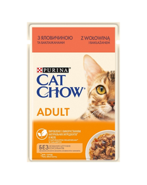 PURINA CAT CHOW Adult Hrana umeda pentru pisici adulte, cu vita si vinete 26 x 85 g