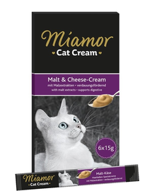 MIAMOR Cat Cream- Crema pentru pisici, cu malt si branza 6 x 15 ml