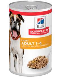 HILL'S Science Plan Canine Adult Light Chicken 370 g Conserva hrana pentru caini adulți supraponderali