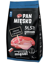 PAN MIĘSKO Hrana uscata caini junior talie mare, cu vitel si prepelita 20 kg