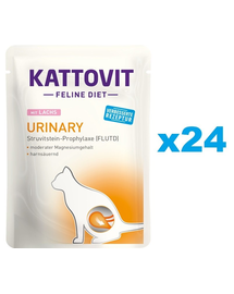KATTOVIT Feline Diet Urinary hrana umeda dietetica pentru pisici in prevenirea pietrelor struvit, cu somon 24 x 85 g