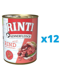 RINTI Kennerfleisch Beef conserva cu vita pentru caini 12 x 800 g