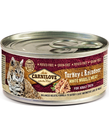 CARNILOVE Cat Turkey&Reindeer 24 x 100 g hrana umeda pentru pisici, curcan si ren