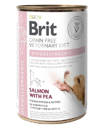 BRIT Veterinary Diet Hypoallergenic Salmon&Pea hrana caini cu alergii 400 g