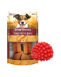 SMART BONES Medium Recompense pentru caini, cu unt de arahide si pui x 2 + minge GRATIS