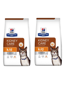 HILL'S Prescription Diet Cat K/D Kidney Care 6 kg (2 x 3 kg) hrana dietetica pisici protejare functie renala