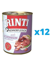 RINTI Kennerfleisch Ham hrana caini adulti 12 x 400 g, cu sunca