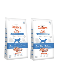 CALIBRA Dog Life Adult Medium Breed Chicken hrana uscata superpremium pentru caini adulti de talie medie 24 kg (2 x 12 kg)