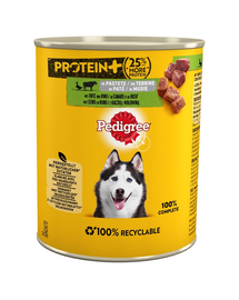 PEDIGREE Protein+ Adult 12x800 g Conserve hrana umeda pentru caini cu rata si mousse de vita