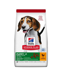 HILL'S Science Plan Canine Puppy Medium Chicken 18 kg hrana uscata catei talie medie, cu pui + 3 conserve GRATIS