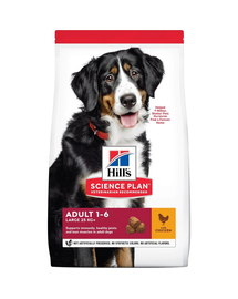 HILL'S Science Plan Canine Adult Large breed Chicken 18 kg hrana uscata caini talie mare, cu pui + 3 conserve GRATIS